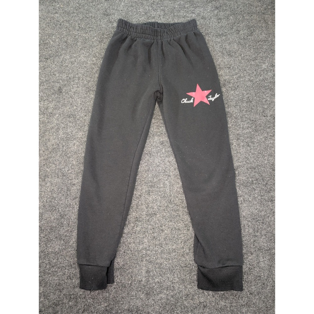 Converse Sweatpants Kids S 8-10 Black Excellent Chuck Taylor Logo Joggers